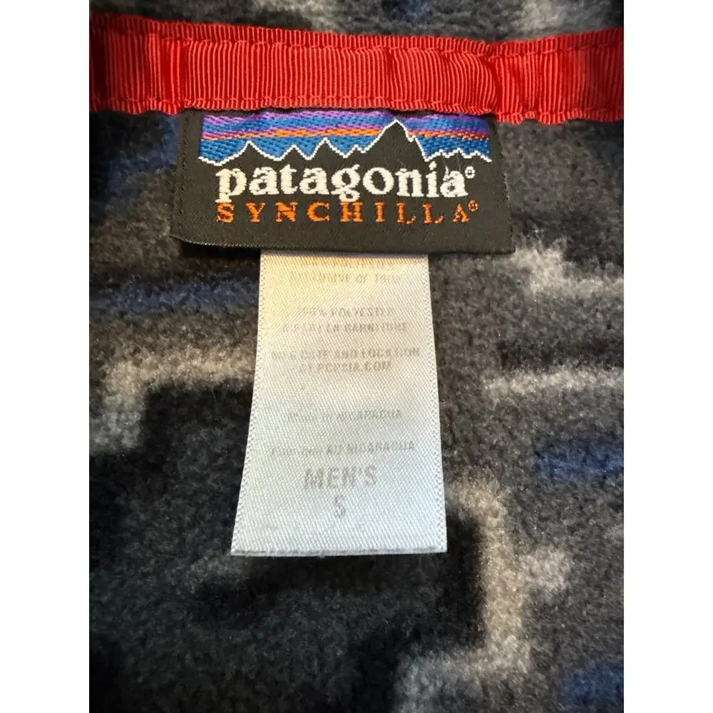 Patagonia Synchilla Snap-T Sweater Mens Small Gray Blue Yanaba Forge Aztec - Picture 2 of 7